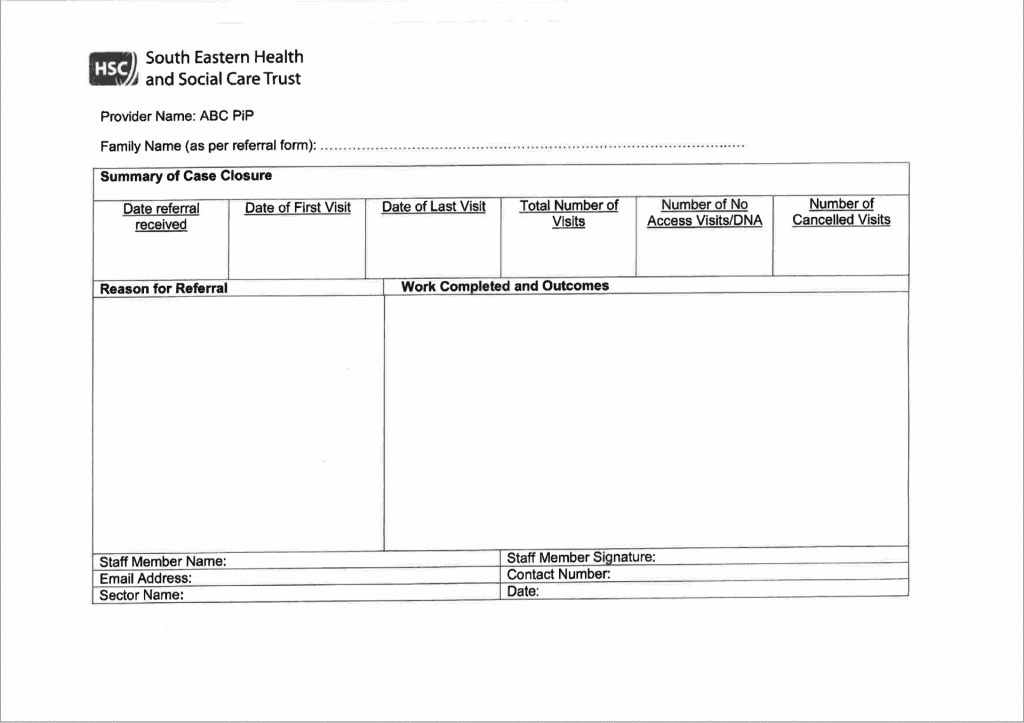Case Closure Summary Note ABCPIP ParentInfant Foundation